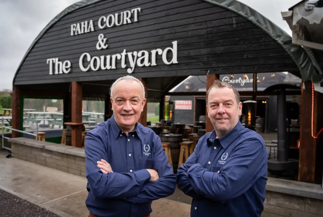 Sean & John  in front of The Courtyard